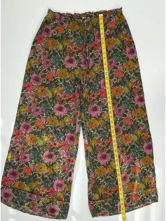 Natural Life Women’s Wide Leg Floral Sheer Lounge Pajama Style Pants Size Medium - Picture 7 of 10